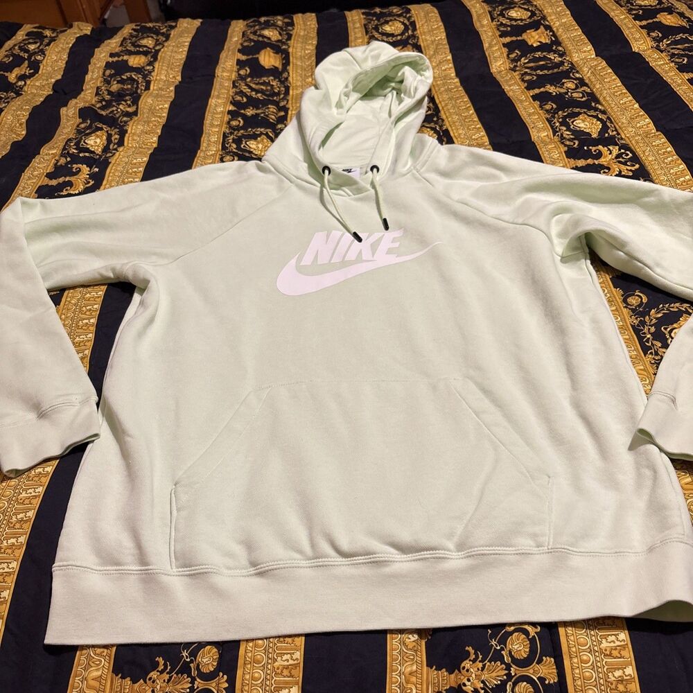 Nike Lime Green Hoodie Sweatshirt Pullover Mens Size Lg Chest Logo